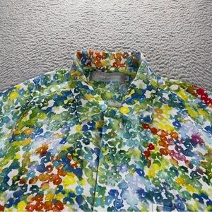 Jams World Shirt Mens Medium Multicolor Watercolor Button Hawaiian Rayon USA